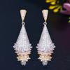 Guangzhou Popular Jewelry Micro-Inlaid Zircon Three-Color Craft Three-Dimensional Skirt Earrings Christmas Tree Earrings