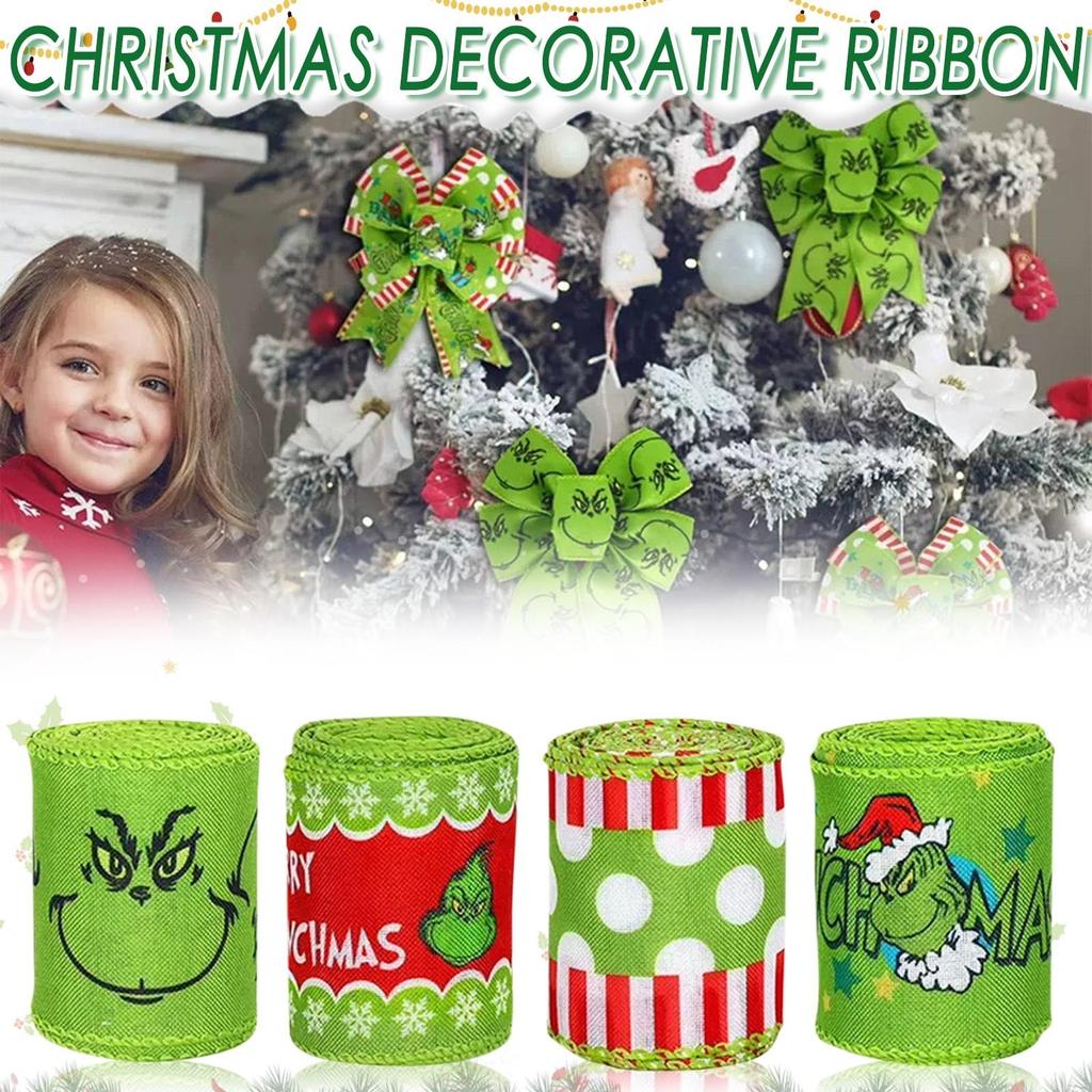 Ribbon Christmas Ribbon Green Furry Christmas  Ribbon Holiday Decoration Random