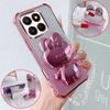 Luxury Shockproof Phone Case with Cute Rabbit Makeup Swivel Stand Crystal Lanyard For Honor X7d X7c X7b X7a X7 Back Cover