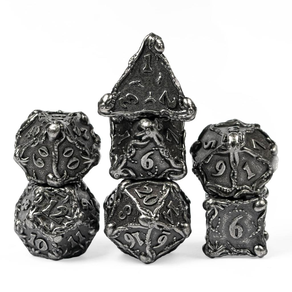 Cusdie Набор металлических кубиков DND Осьминог Dungeons and Dragons D4-D20 Сплошные многогранные кубики для настольных игр Ролевая игра Pathfinder