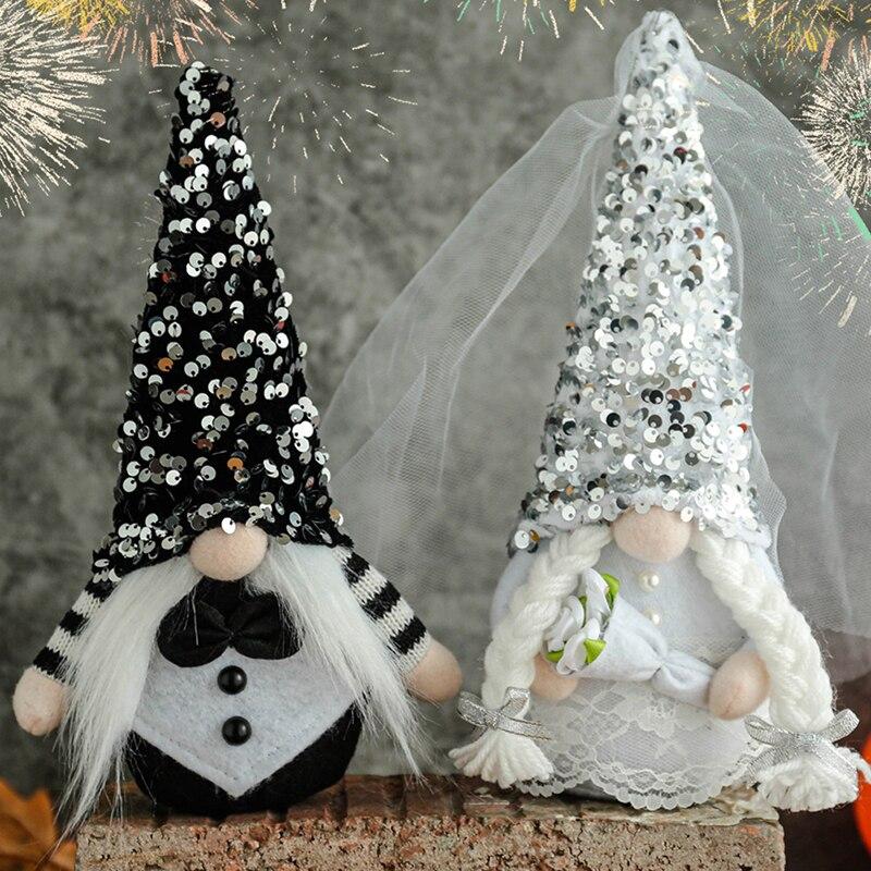 Wedding Gnome Bride & Groom,MR.&MRS.Gift For Wedding And Engagement , Anniversary Presents,Valentine's Day,Home Collectible Figurines