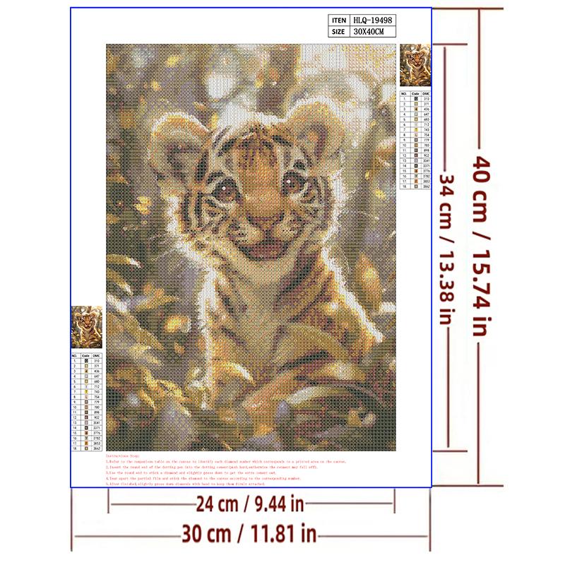 5d DIY Diamond Painting Cross Stitch Cute Animal Little Tiger Diamond Embroidery Mosaic Round Drill Home Decor Crafts
