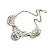 Womens Large Fashion Crystal Charm Statement Bib Necklace Silver