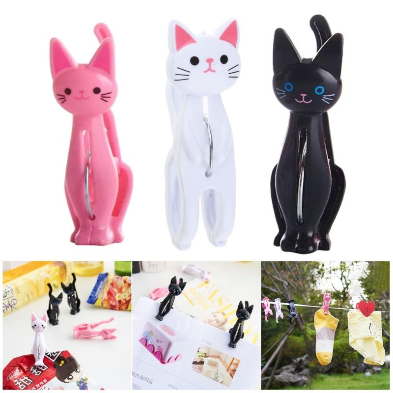 4 шт. Пластиковые прищепки для одежды с рисунком кошки, прищепки для белья, зажимы для пляжного полотенца, зажим для простыней и носков, ветрозащитные прищепки для стирки для дома