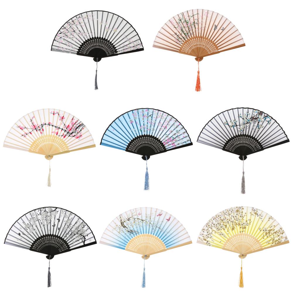 Ornaments Elegent Bamboo Folding Fan Chinese Style Painting Dance Performance Props Handheld Fan