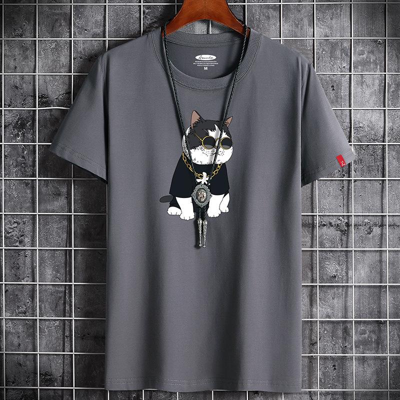 QICED Летняя футболка с короткими рукавами, мужская футболка с круглым вырезом и трендовым низом