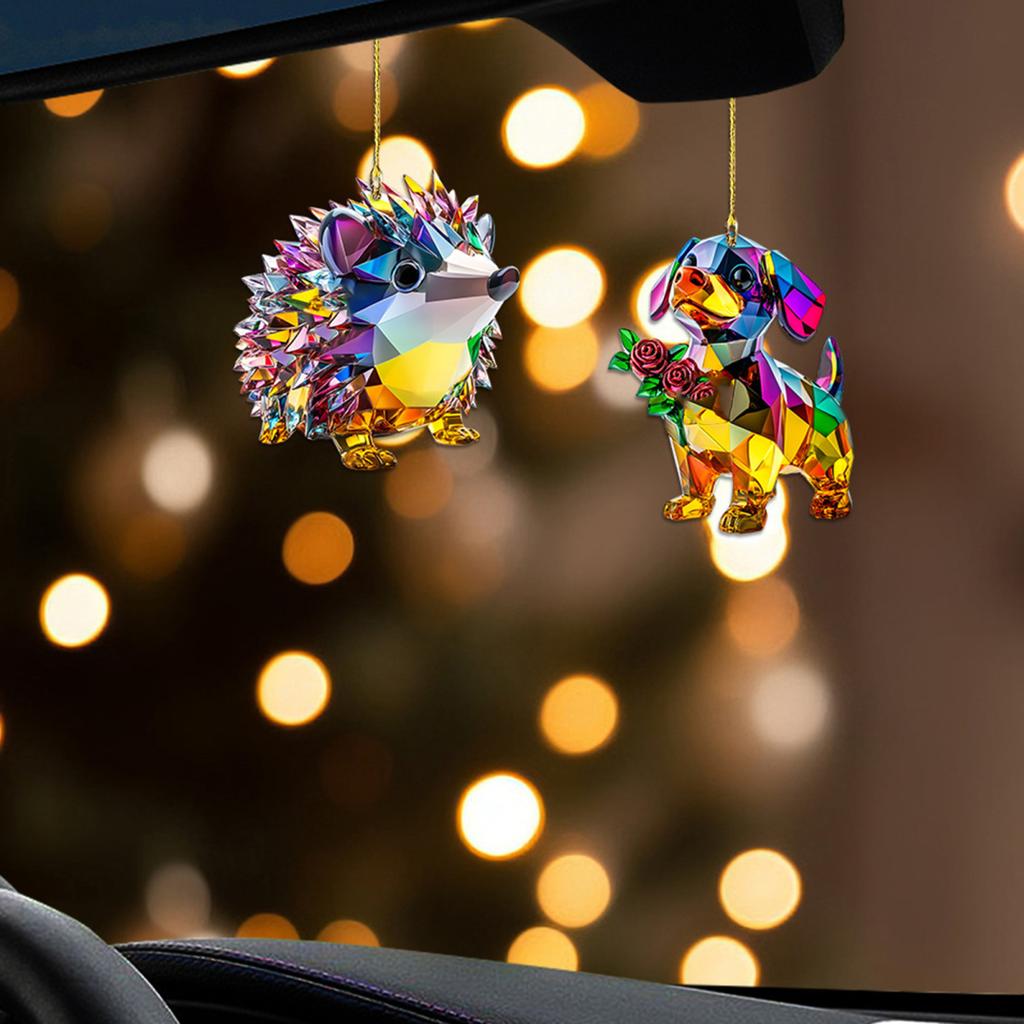 Yousheng 1/2 шт. Автомобильные подвески со шнурком, легко подвешиваются, цветные кристальные украшения, сверкающие акриловые украшения, подвески в виде ежика