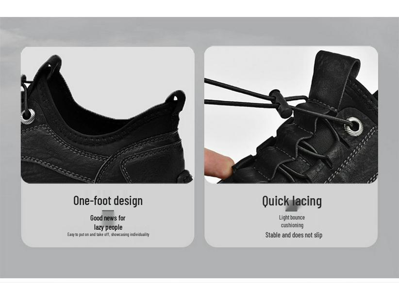 Мужские ленивые эластичные туфли из кожи с прострочкой - Стильные низкие слипоны, спортивные кроссовки для весны и осени.
