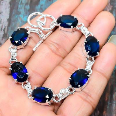London Blue Topaz Gemstone 925 Sterling Silver Удивительный браслет ручной работы