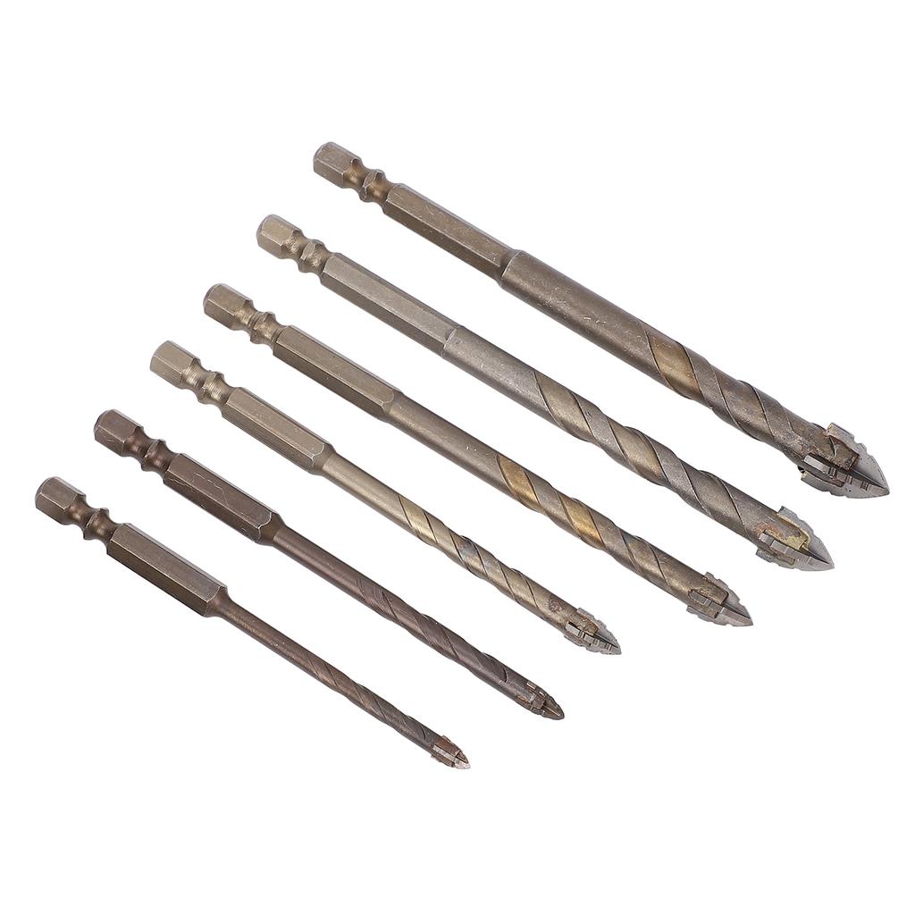 6PCS Eccentric Drill Bits 4 Flute Serrated Twist Bit Set for Concrete Masonry Glass Brick Cement
