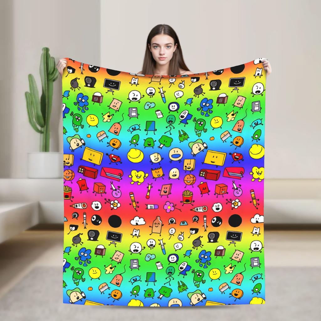 Super Soft Blanket Camping BFDI All Characters Throw Blanket BFDI Flannel Bedspread For Bedroom Pattern Sofa Bed Cover