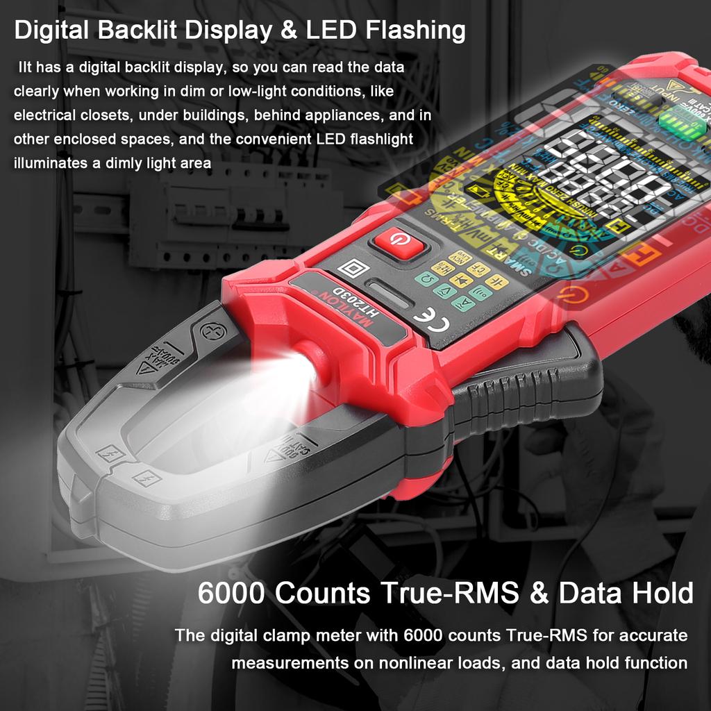 Многофункциональный мультиметр с цифровыми зажимами MAYILON, 600 В, тестер вольтметра, вольтметр с автоматическим диапазоном
