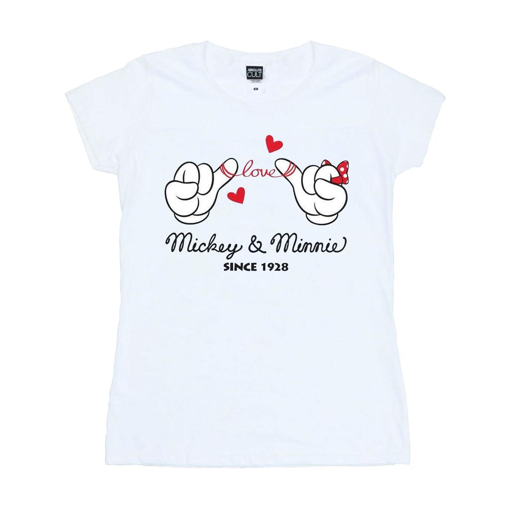 Disney Womens/Ladies Mickey Mouse Love Hands Cotton T-Shirt