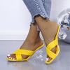 Fashion Transparent Strange High Heels Sandals Women Summer  Plus Size Weave Female Slippers Fashion  Open Toe Slides