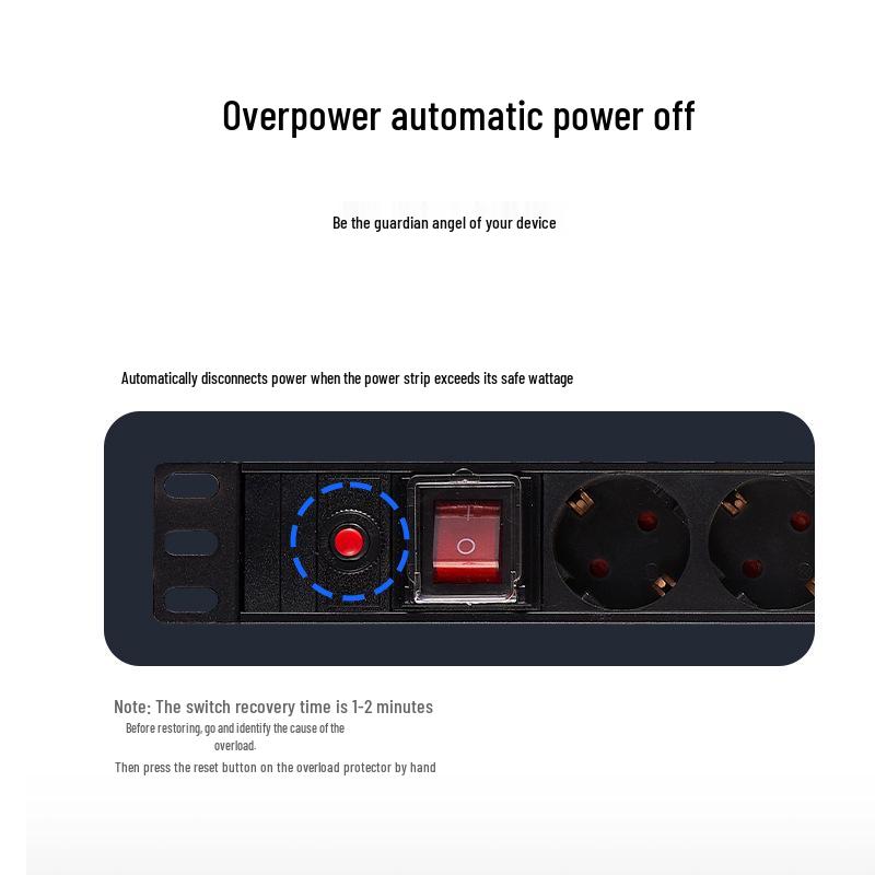 NIURENEL 16A European PDU Power Strip with 3M Cable and Switch - German Standard Cabinet Socket