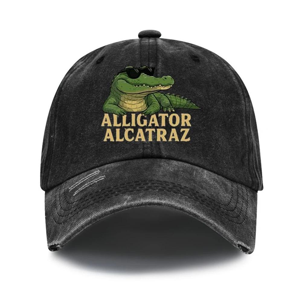 Washed Cotton Baseball Cap Breathable Alligator Dad Hat Comfortable Fashion Golf Hat Adjustable for Outdoor Sports