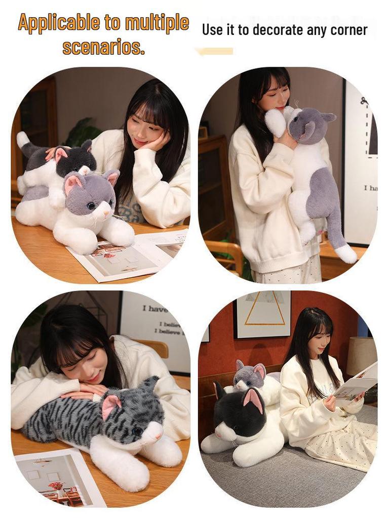 Мультяшная подушка-кошка плюшевая: Большой мяукающий компаньон для сна для детей