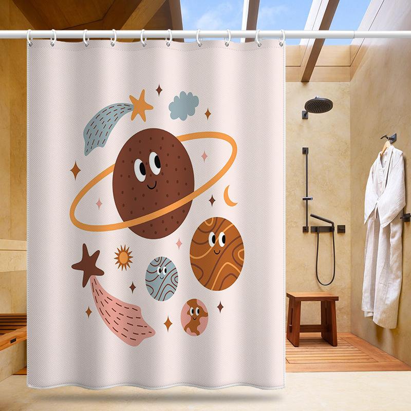 Bathroom Thickened Waterproof Curtain Mildew Proof Shower Curtain Shower Partition Curtain Shower Curtain Bathroom Curtain Free Perforation