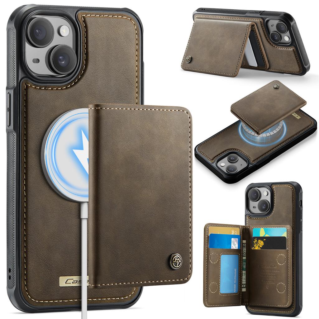 For iPhone 15 Magnetic Case CASEME ME80 Series Leather PC TPU Phone Cover with Detachable Wallet