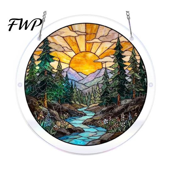 Scratch-resistant Acrylic Decor Puzzle Suncatcher Stained Glass Effect Window Hanging Ornament DIY Colorful Light Reflector Art Sun Catcher