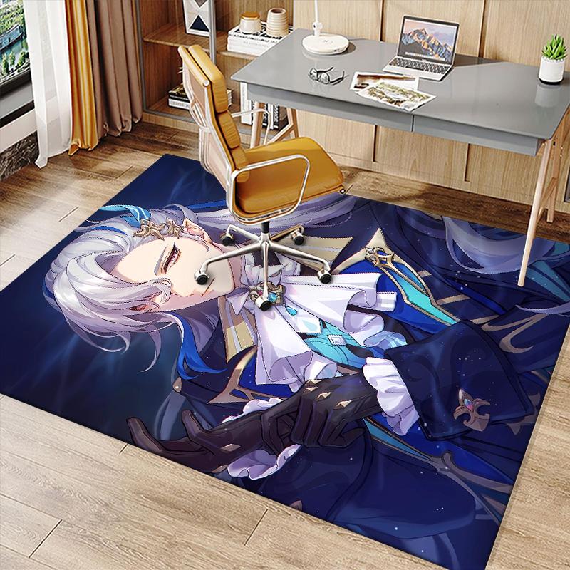 Genshin Impact Navelette Printed Absorbent Washable Carpet, Non-Slip Bathroom Mats, Kitchen Rugs, Yoga Mat,Living Room Entrance, Camping Picnic Rugs