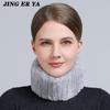 JINGERYA Women Real Fur Handmade Stretch Fur Scarf Knit Genuine Rex Rabbit Fur Headbands Girls Natural Fur Scarves Winter