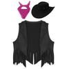Костюм девочки в стиле вестерн, ковбойский, набор из 3 предметов, жилет с бахромой из замши, ковбойская шляпа, бандана, наряд для вечеринки в стиле ковбойши