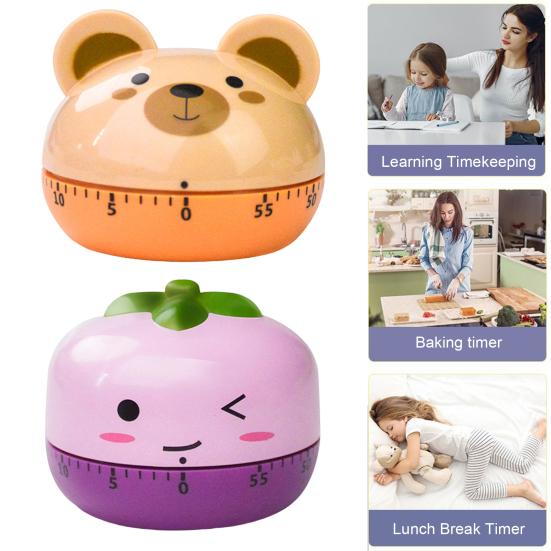 Механический кухонный таймер, регулируемый 0-60 минут, мультяшное животное, заводной, ручной обратный отсчет, громкий звуковой сигнал, не требует батареек, цветной таймер