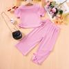 Girls Sweet Short T and Loose Cropped Pants Casual Wide Leg Set 2025 Summer Children's Fashion Set