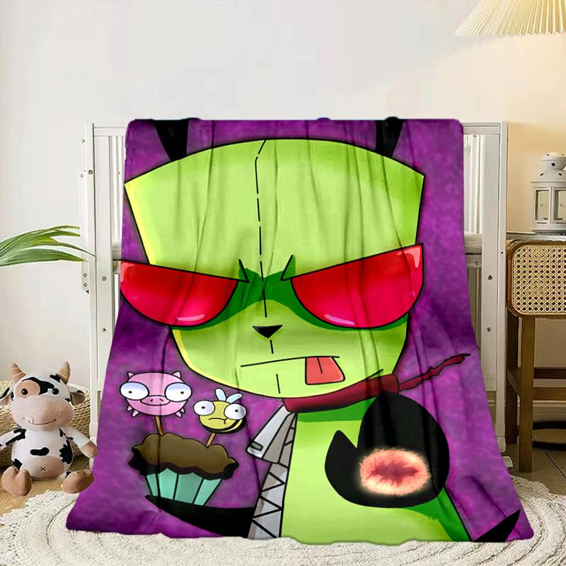 Alien Invasion Pattern Blanket Flannel Blanket for bed, sofa, Camping, Hiking, Picnic Essentials, gift for family Fan gifts