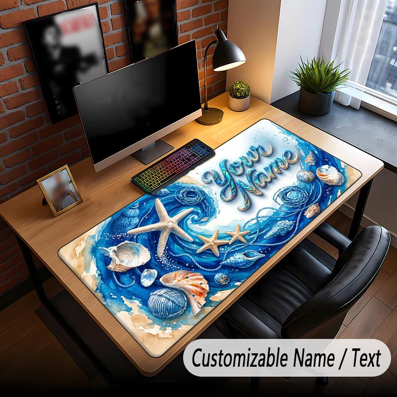 Fish Ocean Theme Custom Mouse Pad Personalized With Name Text Customized Desk Mat For Office Home Decor