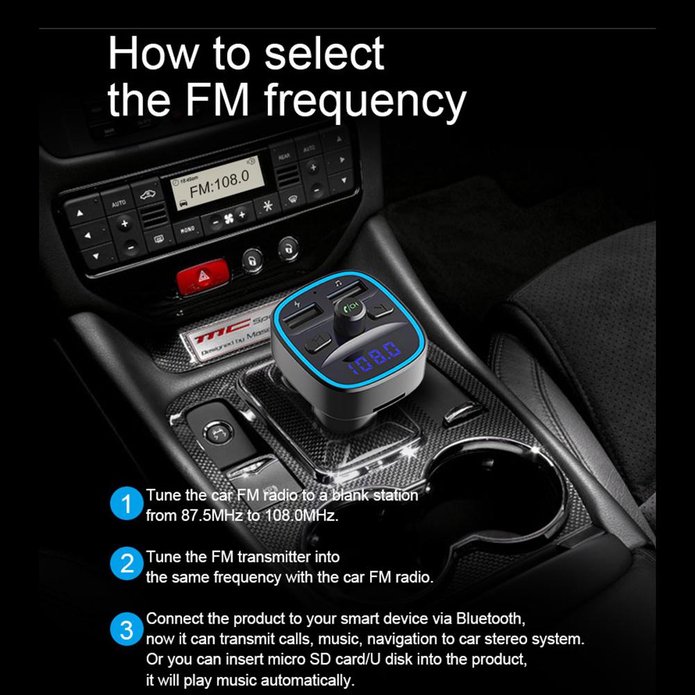 Беспроводной Bluetooth FM-передатчик для автомобильного MP3-плеера с двойным USB-зарядным устройством, светодиодный дисплей, радиоадаптер, аудиохаб, автомобильные аксессуары