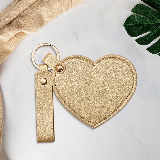 Зеркало для макияжа в форме сердца, водонепроницаемое, из искусственной кожи, зеркало для туалетного столика, брелок, портативное дорожное, ручное косметическое зеркало для женщин, подвеска для сумки