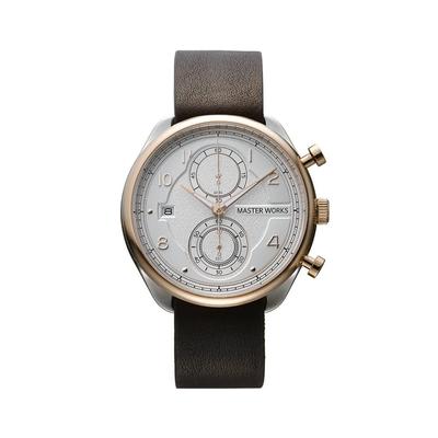Masterworks Quattro 002 Изготовлены из Коричневой Кожи [MASTER WORKS] MW07SRS-EDDBO8 Мужские Часы, Япония, Кварцевые, 41 мм, Ремешок, Хронограф,