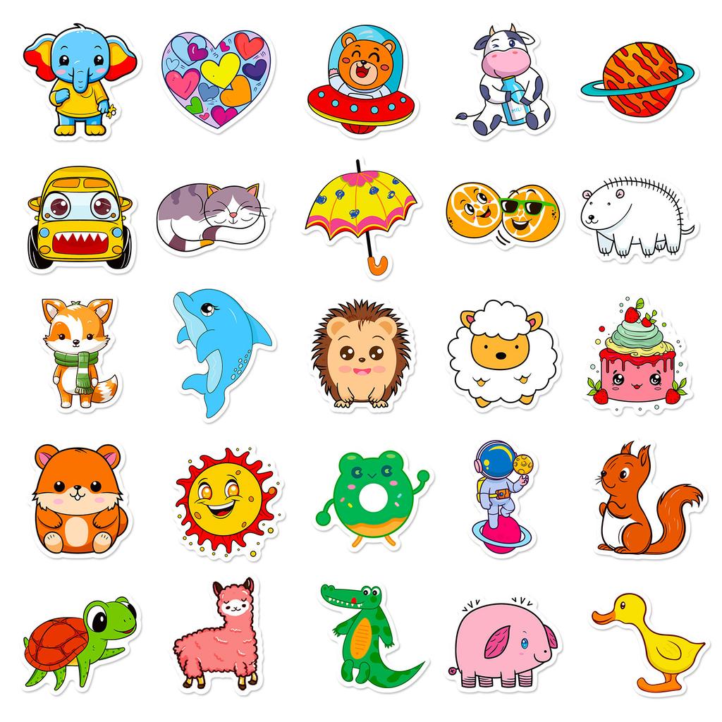 50 Cute Animals Fresh and Fashionable Suitcase Water Cup Notebook Cute Wind Waterproof Stickers