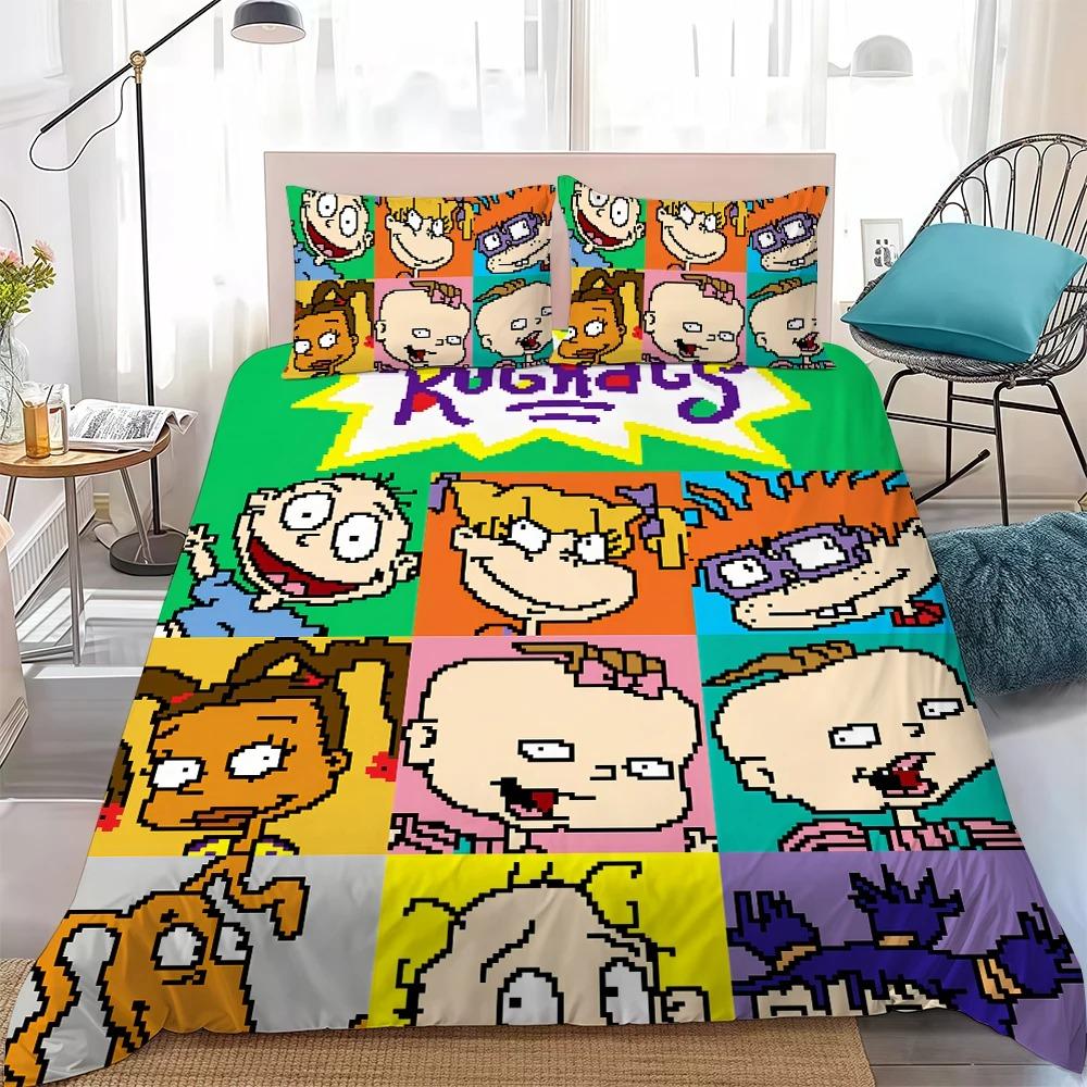 Cartoon R-RUGRATS Cute Bedding Set Exquisite Duvet Cover Pillowcase Single/Double/Queen Large Size Adult Boys girl Gift