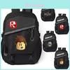 Рюкзак для печати игры Roblox, холщовый, для студентов, дорожный рюкзак со звездным фоном и большой вместимостью