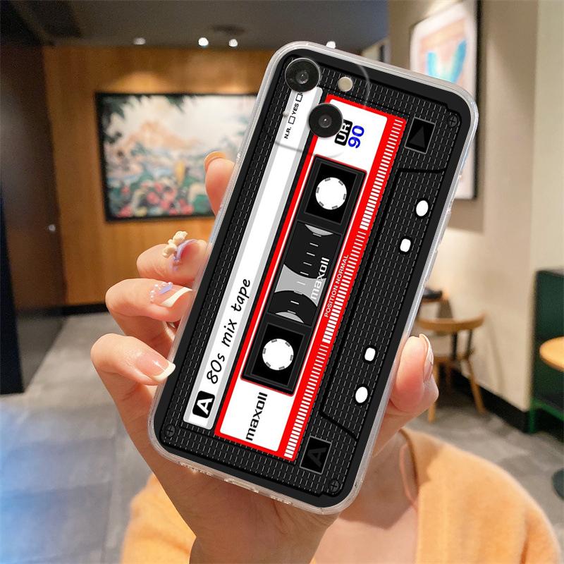 Прозрачный чехол для телефона с кассетной лентой для iPhone 15 14 13 12 Mini 11 Pro Max XS X XR 7 8 Plus, прозрачный противоударный силиконовый чехол