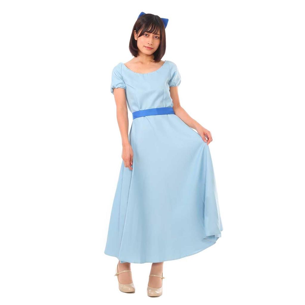 [monoii] Wendy Cosplay Costume for Women Peter Pan Costume Dress Women Halloween Costume Light Blue S M L XL D474