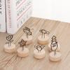 Ornament Home Decoration Photo Clips Picture Holder Frame Round Wooden Base Message Paper Support