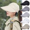 Large Brim Sun Hat for Women Summer Face-Covering Anti-UV Sunshade Beach Hats Outdoor Cycling Empty Top Cap Removable Sun Visors