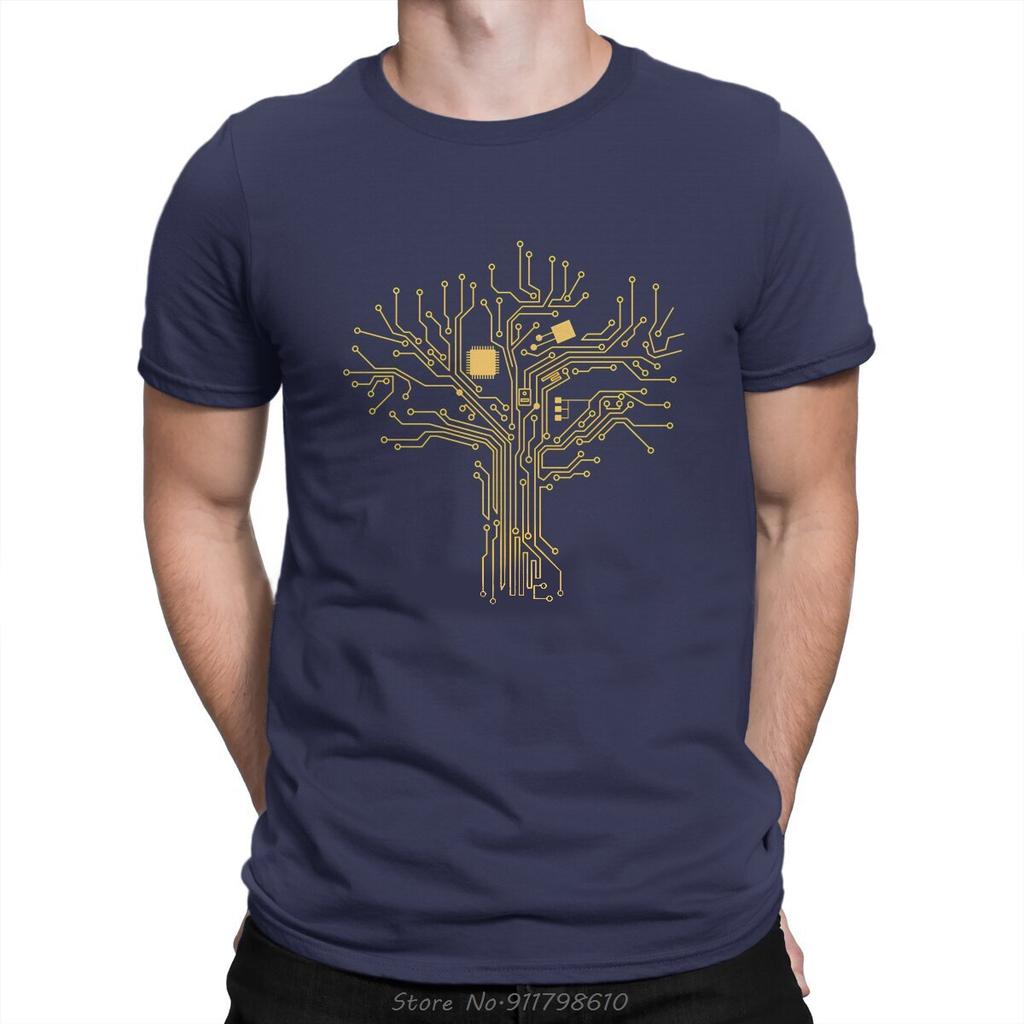 Tree Of Tech Nerd Life CPU TShirt Computer Cpu Core Cotton Fabric Basic T Shirt Men Fashion Oversized T-shirt Funny Tees