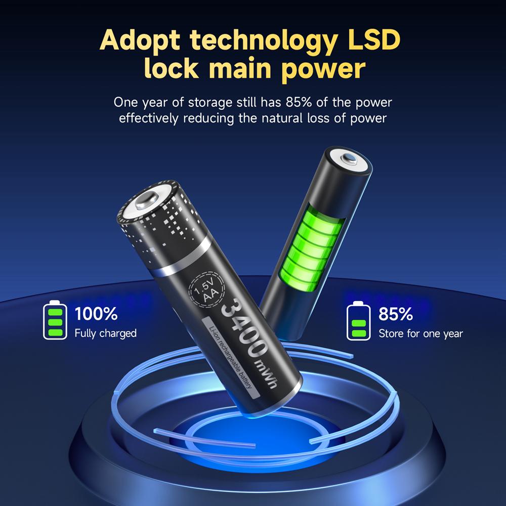 Литий-ионная батарея AA 1,5 В + литиевая аккумуляторная батарея 1,5 В AAA + зарядное устройство 1,5 В для литиевой аккумуляторной батареи типа aa aaa 1,5 В