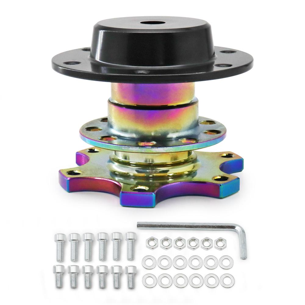 Universal Aluminum Steering Wheel Quick Release Hub Adapter For 6 hole Steering Wheel Removable Snap Off Boss Kit