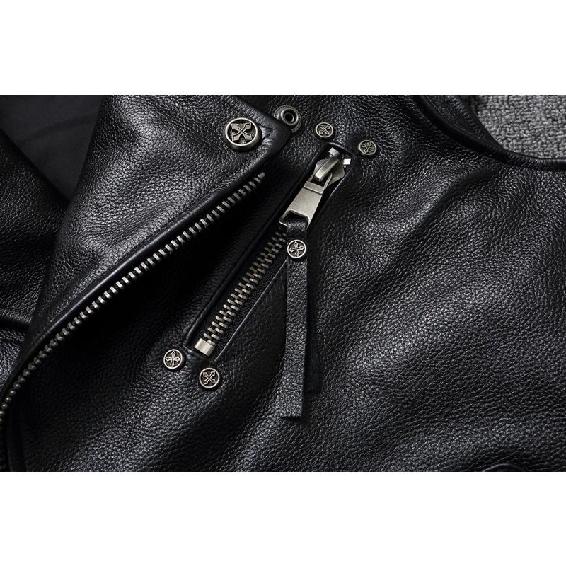 Китайский размер байкерский жилет верхний слой коровьей кожи жилет мужской тонкий короткий мотоциклетный костюм куртка для верховой езды без рукавов настоящий коровий клубный жилет