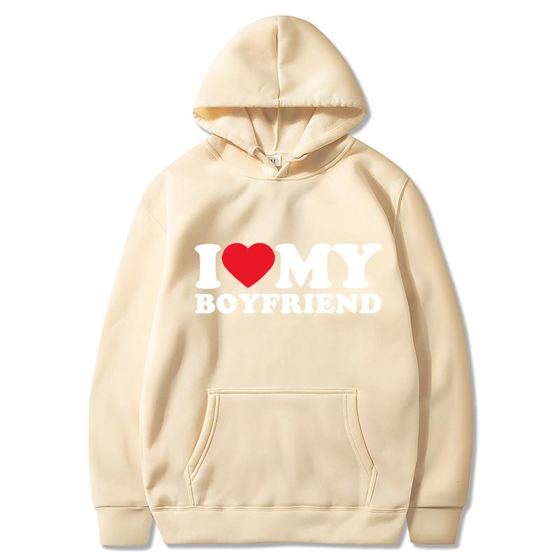 Мужские комплекты с длинными рукавами для пар I Love My Boyfriend Hoodies Sweatparsons Suits Женские толстовки с капюшоном и спортивные штаны Lover Sets