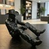 Настольная фигурка в ретро-стиле, ковбой Дикого Запада, Декор для рабочего стола, 3D-печать, Подвесная с болтающимися ногами, Креативный декор для рассказывания историй, Матовый черный