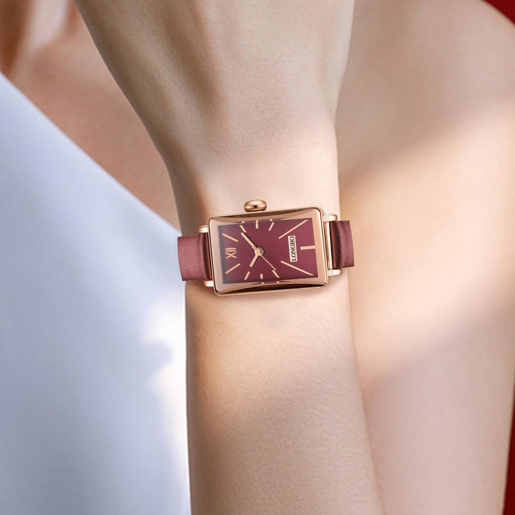 Часы с квадратным кожаным ремешком и бриллиантами на руку, маленькие стильные водонепроницаемые, простые, деловые, брендовые, милые, повседневные, роскошные, подарочные, красные часы для женщин