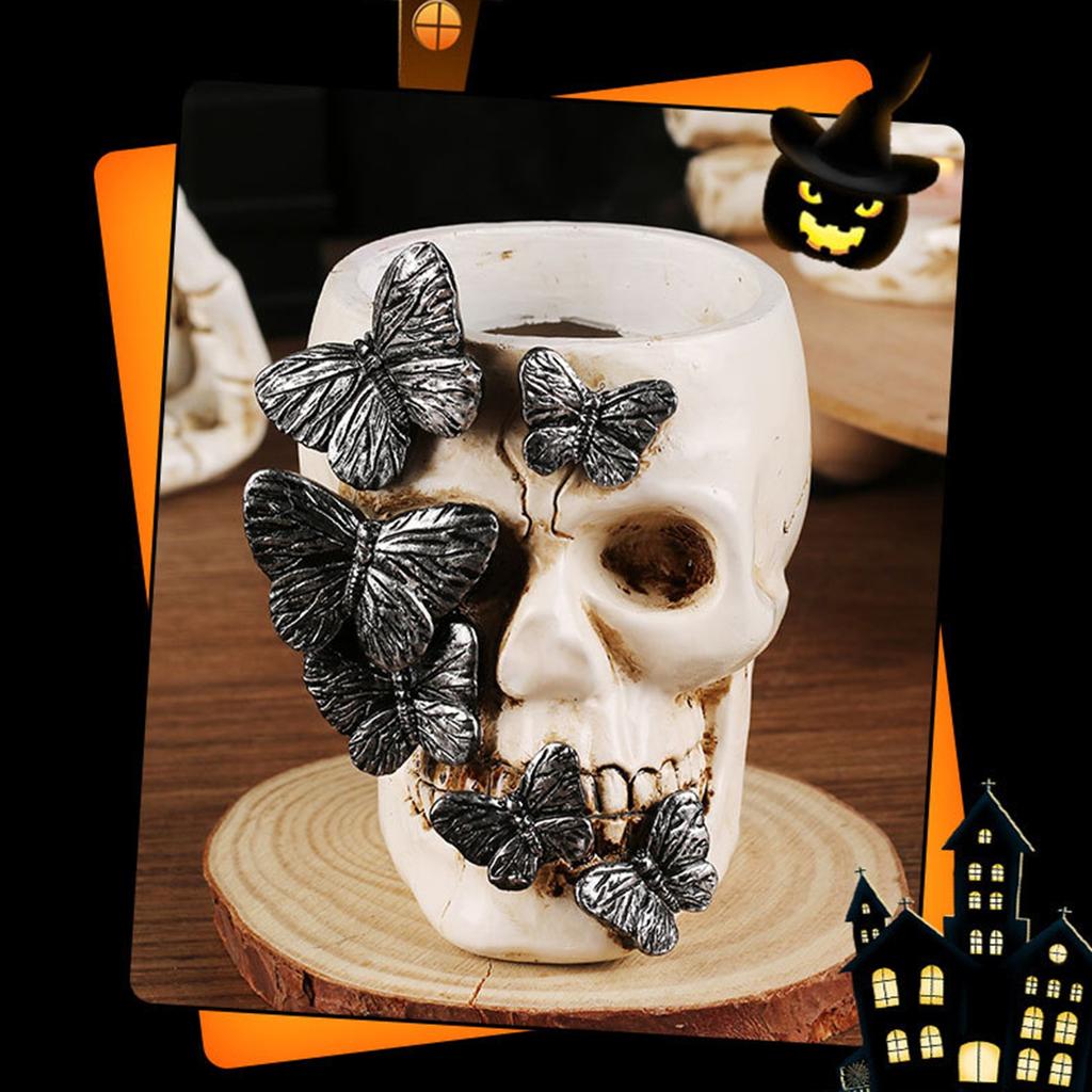 Хэллоуинские настольные украшения, Подставка для ручек в виде ужасной бабочки, Полимерный подсвечник, Украшения для стола для вечеринки