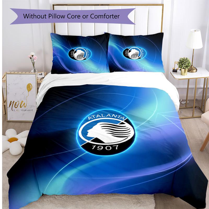 Atalanta FC Printed 3PCS Bedding Set Breathable Duvet Cover with Pillowcases Decorative Bed Linen for Bedroom Home